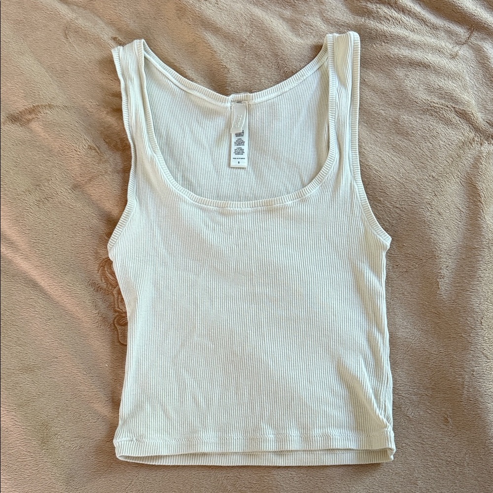 White Ribbed Tank Top